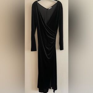 Midi length, semi formal Black Velvet dress, size XL